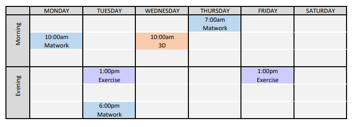 Group Fitness Timetable